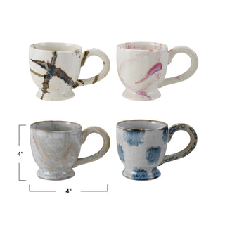 14oz Stonware Footed Mug with Splatter/4 styles
