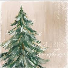 Gilded Painterly Tree Cocktail Napkin