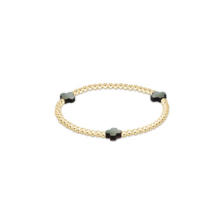 Signature Cross 3mm Gold Bracelet - Mother Of Pearl- Black Tahitian