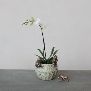Resin Frog Pot Hanger, Distressed Gold Finish/3 styles