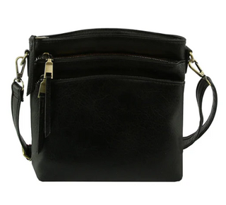 Tripple Zipper Crossbody - Black