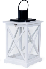 White Crisscross Lantern LG White w/ Black top