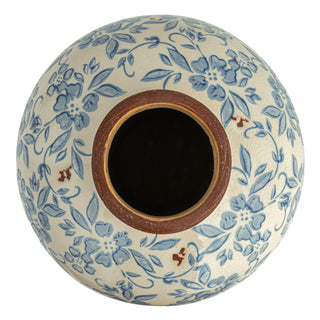 Terracotta Vase with Blue Pattern