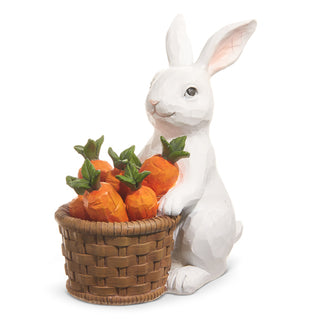 Bunny with Basket of Multi Colored Carrots 7.5" 4411083