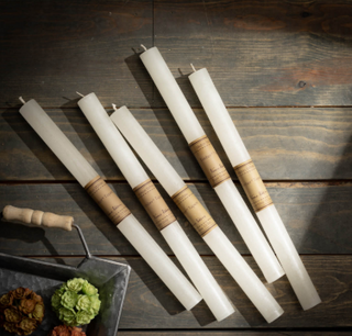 Timber Taper - Milky White Candle