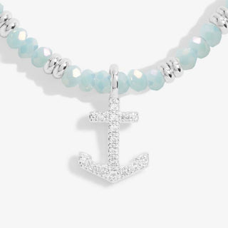 A little Boho Beads Anchor Bracelet in Blue and Silver plating
