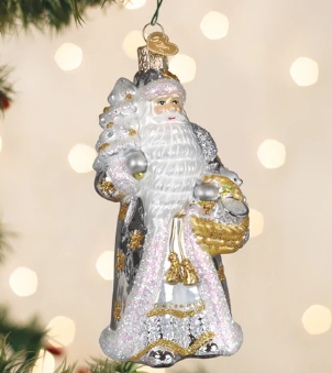 40358 Sterling Santa Ornament - OWC
