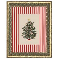 Peppermint Stripe Tree Framed Antique Art 8"x10"