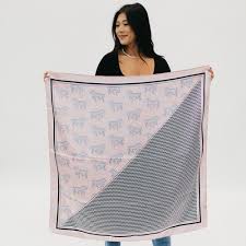 Printed Equestrian Hair Scarf Bubblegum Pink