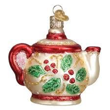 32247 Holly Teapot Orn.