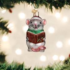 12625 Grey Caroling Mouse Ornament - OWC