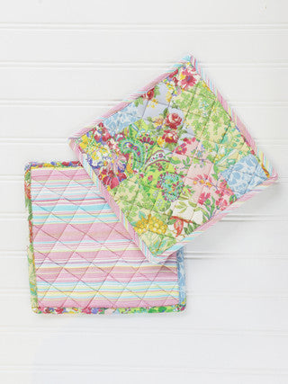 Garden Collage Pastel Potholder Set of 2