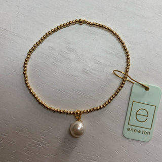Classic Pearl Charm Gold 2mm Bracelet
