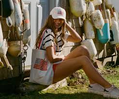 Americana East West Canvas Tote Bag