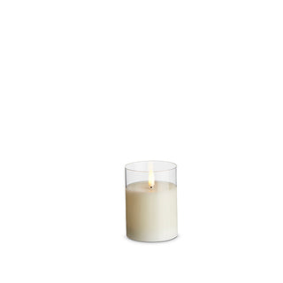 Clear Glass Ivory Pillar Candle 3 x4