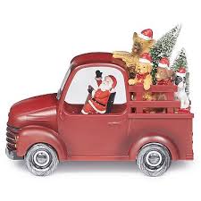 7.75"in Lighted Swirl Truck Dogs in Back , Santa
