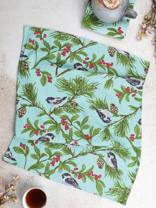 Chickadee Tea Towel Winter Mint