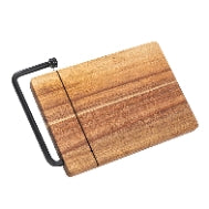 Natural Acacia Wood and Stainless Steel Cheese Slicer, Black