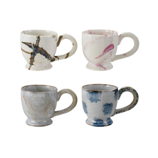 14oz Stonware Footed Mug with Splatter/4 styles