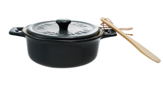 Stoneware Brie Baker With Bamboo Spreader - Blue