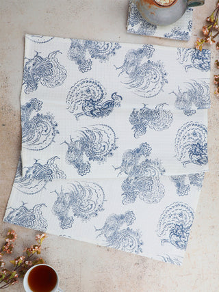 Backyard Rooster Tea Towel Blue