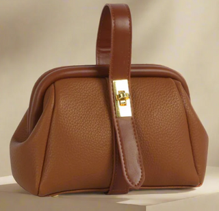 Selah Mini Clutch/Crossbody With Twist Lock Closure - Brown