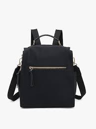 Laura Nylon Backpack w/ Muti pockets - Black