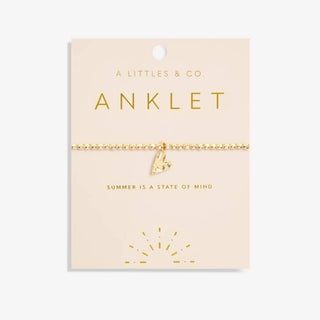 A Little Hammered Heart Gold Anklet