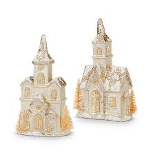 Mercury Glass Lit Church 9"