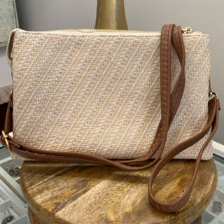 Izzy Diagonal Woven - Natural Crossbody