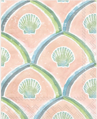 Watercolor Coast Shells Cocktail Napkins