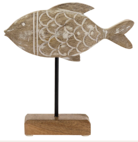 Wood Fish on Stand - Lg