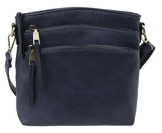 Triple Zipper Crossbody Bag - Navy