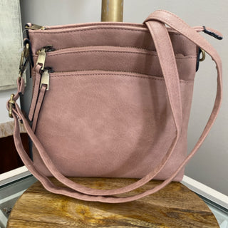 Tripple Zipper Crossbody - Blush