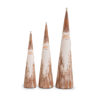 Natural Distressed Cone Santas 16" -SM