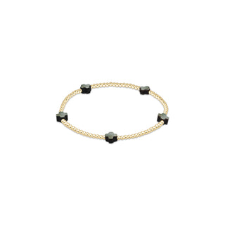 Signature Cross Small 2mm Gold Bracelet - Mother Of Pearl - Black Tahitian