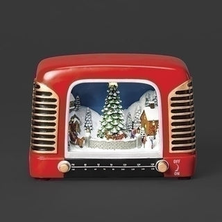 5" Lighted Musical Radio Vintage Character Rotation