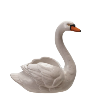 Stoneware Swan Planter