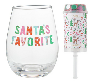 Wineglass & Popper Gift set - Christmas Icons Santas Favorite