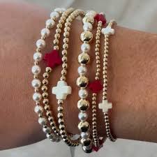 Signature Cross Small Gold Red 2mm Bracelet