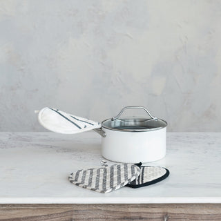 Cotton Quilted Heart Shaped Pot Holder with Stripes