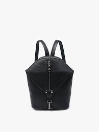 BP2465-BK Linnette Foldover Clasp Backpack w/ Zip Compartment in Black
