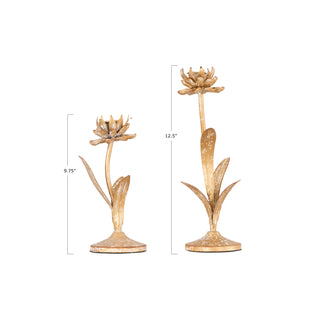 Metal Flower Taper Holder- Sm