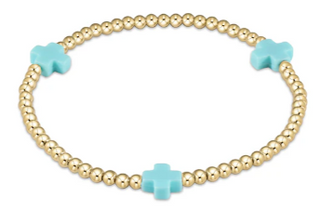 Signature Cross Gold Turquoise 3mm Bracelet