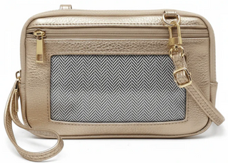Cell Phone Mini Crossbody Wallet Bag - Champagne Gold