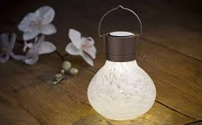 5.5" x 4.5" Solar White Glass Tea Outdoor Lantern