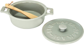 DA2320A 7Ó Rnd x3Ó H Stoneware Baker w/ Spreader Grey/White