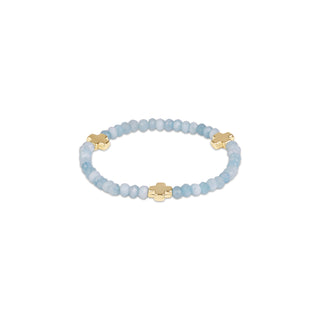 Extends Signature Cross Gold 4mm Gemstone Bracelet - Aquamarine