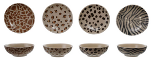Stoneware Bowl with Animal Print decal - dish