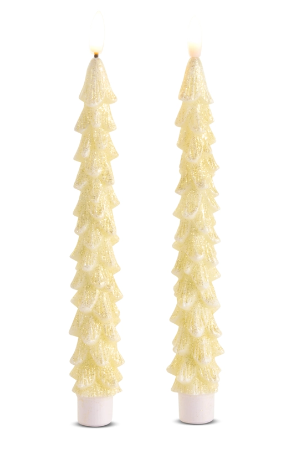 8.5" Glittered Gold Tree Taper Candles